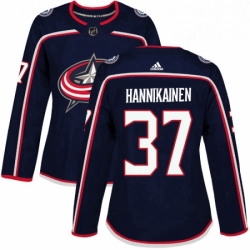 Womens Adidas Columbus Blue Jackets 37 Markus Hannikainen Premier Navy Blue Home NHL Jersey 