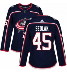 Womens Adidas Columbus Blue Jackets 45 Lukas Sedlak Premier Navy Blue Home NHL Jersey 