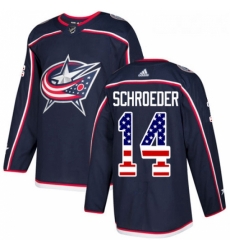 Youth Adidas Columbus Blue Jackets 14 Jordan Schroeder Authentic Navy Blue USA Flag Fashion NHL Jersey 