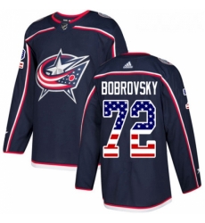 Youth Adidas Columbus Blue Jackets 72 Sergei Bobrovsky Authentic Navy Blue USA Flag Fashion NHL Jersey 