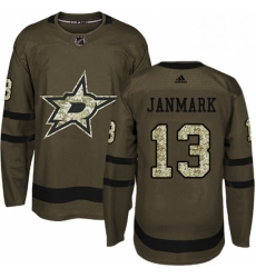 Mens Adidas Dallas Stars 13 Mattias Janmark Authentic Green Salute to Service NHL Jersey 