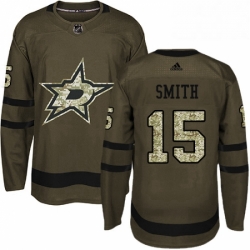 Mens Adidas Dallas Stars 15 Bobby Smith Premier Green Salute to Service NHL Jersey 