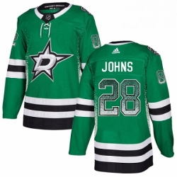 Mens Adidas Dallas Stars 28 Stephen Johns Authentic Green Drift Fashion NHL Jersey 