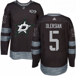 Mens Adidas Dallas Stars 5 Jamie Oleksiak Premier Black 1917 2017 100th Anniversary NHL Jersey 