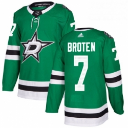 Mens Adidas Dallas Stars 7 Neal Broten Premier Green Home NHL Jersey 