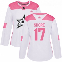 Womens Adidas Dallas Stars 17 Devin Shore Authentic WhitePink Fashion NHL Jersey 