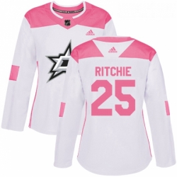 Womens Adidas Dallas Stars 25 Brett Ritchie Authentic WhitePink Fashion NHL Jersey 