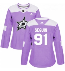 Womens Adidas Dallas Stars 91 Tyler Seguin Authentic Purple Fights Cancer Practice NHL Jersey 