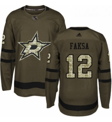 Youth Adidas Dallas Stars 12 Radek Faksa Premier Green Salute to Service NHL Jersey 