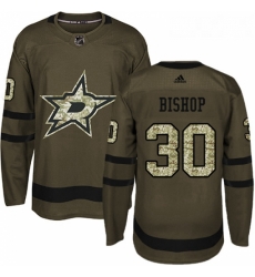 Youth Adidas Dallas Stars 30 Ben Bishop Premier Green Salute to Service NHL Jersey 