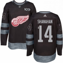 Mens Adidas Detroit Red Wings 14 Brendan Shanahan Authentic Black 1917 2017 100th Anniversary NHL Jersey 