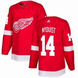 Mens Adidas Detroit Red Wings 14 Gustav Nyquist Authentic Red Home NHL Jersey 