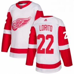 Mens Adidas Detroit Red Wings 22 Matthew Lorito Authentic White Away NHL Jersey 