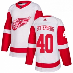 Mens Adidas Detroit Red Wings 40 Henrik Zetterberg Authentic White Away NHL Jersey 