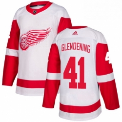 Mens Adidas Detroit Red Wings 41 Luke Glendening Authentic White Away NHL Jersey 