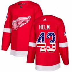 Mens Adidas Detroit Red Wings 43 Darren Helm Authentic Red USA Flag Fashion NHL Jersey 