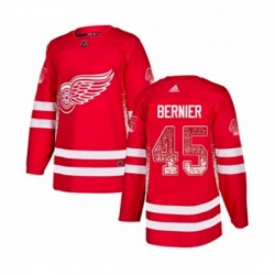 Mens Adidas Detroit Red Wings 45 Jonathan Bernier Authentic Red Drift Fashion NHL Jersey 