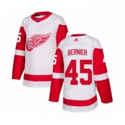 Mens Adidas Detroit Red Wings 45 Jonathan Bernier Authentic White Away NHL Jersey 