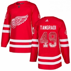 Mens Adidas Detroit Red Wings 49 Eric Tangradi Authentic Red Drift Fashion NHL Jersey 