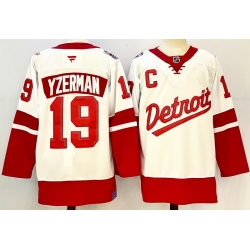 Men's Detroit Red Wings #19 Steve Yzerman White Stitched Fanatics Jersey