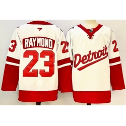 Men's Detroit Red Wings 23 Lucas Raymond White 2024-25 Stitched Fanatics Jersey