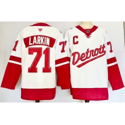 Men's Detroit Red Wings #71 Dylan Larkin White 2024-25 Stitched Fanatics Jersey