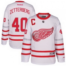 Mens Detroit Red Wings Henrik Zetterberg Reebok White 2017 Centennial Classic Premier Player Jersey