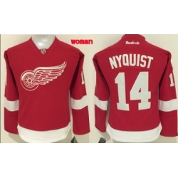 Red Wings #14 Gustav Nyquist Red Home Women 27s Stitched NHL Jersey