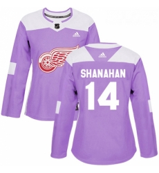 Womens Adidas Detroit Red Wings 14 Brendan Shanahan Authentic Purple Fights Cancer Practice NHL Jersey 