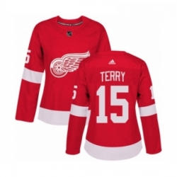 Womens Adidas Detroit Red Wings 15 Chris Terry Premier Red Home NHL Jersey 