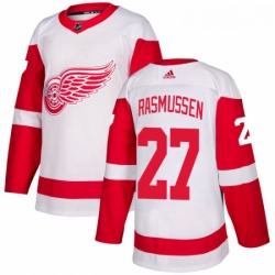 Womens Adidas Detroit Red Wings 27 Michael Rasmussen Authentic White Away NHL Jersey 