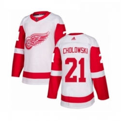 Youth Adidas Detroit Red Wings 21 Dennis Cholowski Authentic White Away NHL Jersey 