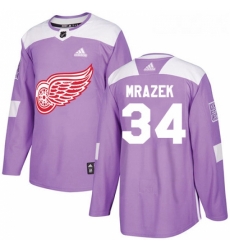 Youth Adidas Detroit Red Wings 34 Petr Mrazek Authentic Purple Fights Cancer Practice NHL Jersey 