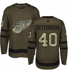 Youth Adidas Detroit Red Wings 40 Henrik Zetterberg Authentic Green Salute to Service NHL Jersey 