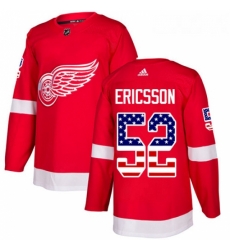 Youth Adidas Detroit Red Wings 52 Jonathan Ericsson Authentic Red USA Flag Fashion NHL Jersey 