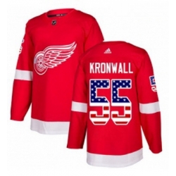 Youth Adidas Detroit Red Wings 55 Niklas Kronwall Authentic Red USA Flag Fashion NHL Jersey 