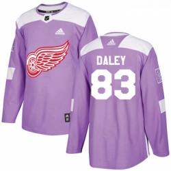 Youth Adidas Detroit Red Wings 83 Trevor Daley Authentic Purple Fights Cancer Practice NHL Jersey 