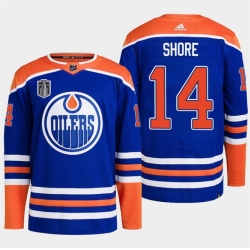 Men Edmonton Oilers 14 Devin Shore Royal 2024 Stanley Cup Final Patch Stitched Jersey