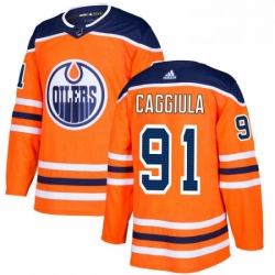 Mens Adidas Edmonton Oilers 91 Drake Caggiula Authentic Orange Home NHL Jersey 