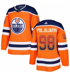 Mens Adidas Edmonton Oilers 98 Jesse Puljujarvi Authentic Orange Drift Fashion NHL Jersey 