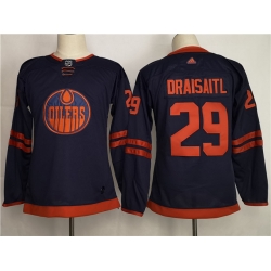 Women Adidas Edmonton Oilers #29 Leon Draisaitl Navy 50th Anniversary Adidas Jersey A patch