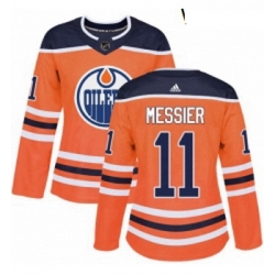 Womens Adidas Edmonton Oilers 11 Mark Messier Authentic Orange Home NHL Jersey 