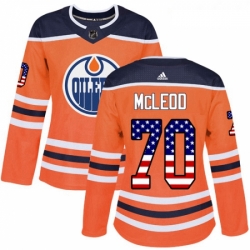 Womens Adidas Edmonton Oilers 70 Ryan McLeod Authentic Orange USA Flag Fashion NHL Jersey 