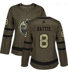 Womens Adidas Edmonton Oilers 8 Ty Rattie Authentic Green Salute to Service NHL Jersey 