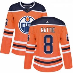 Womens Adidas Edmonton Oilers 8 Ty Rattie Authentic Orange Home NHL Jersey 