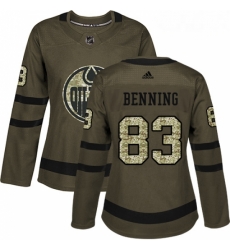 Womens Adidas Edmonton Oilers 83 Matt Benning Authentic Green Salute to Service NHL Jersey 