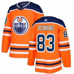 Youth Adidas Edmonton Oilers 83 Matt Benning Authentic Orange Home NHL Jersey 