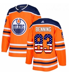 Youth Adidas Edmonton Oilers 83 Matt Benning Authentic Orange USA Flag Fashion NHL Jersey 