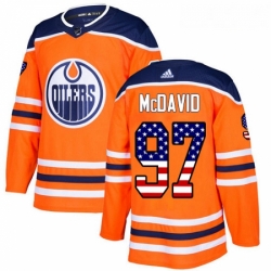 Youth Adidas Edmonton Oilers 97 Connor McDavid Authentic Orange USA Flag Fashion NHL Jersey 