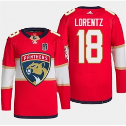 Men Florida Panthers 18 Steven Lorentz Red 2024 Stanley Cup Final Patch Stitched Jersey